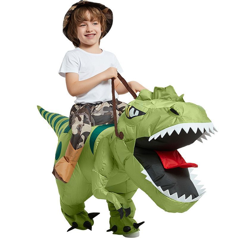 万圣节恐龙儿童充气服骑恐龙坐骑裤子搞怪玩具迅猛龙成人儿童表演服详情图5
