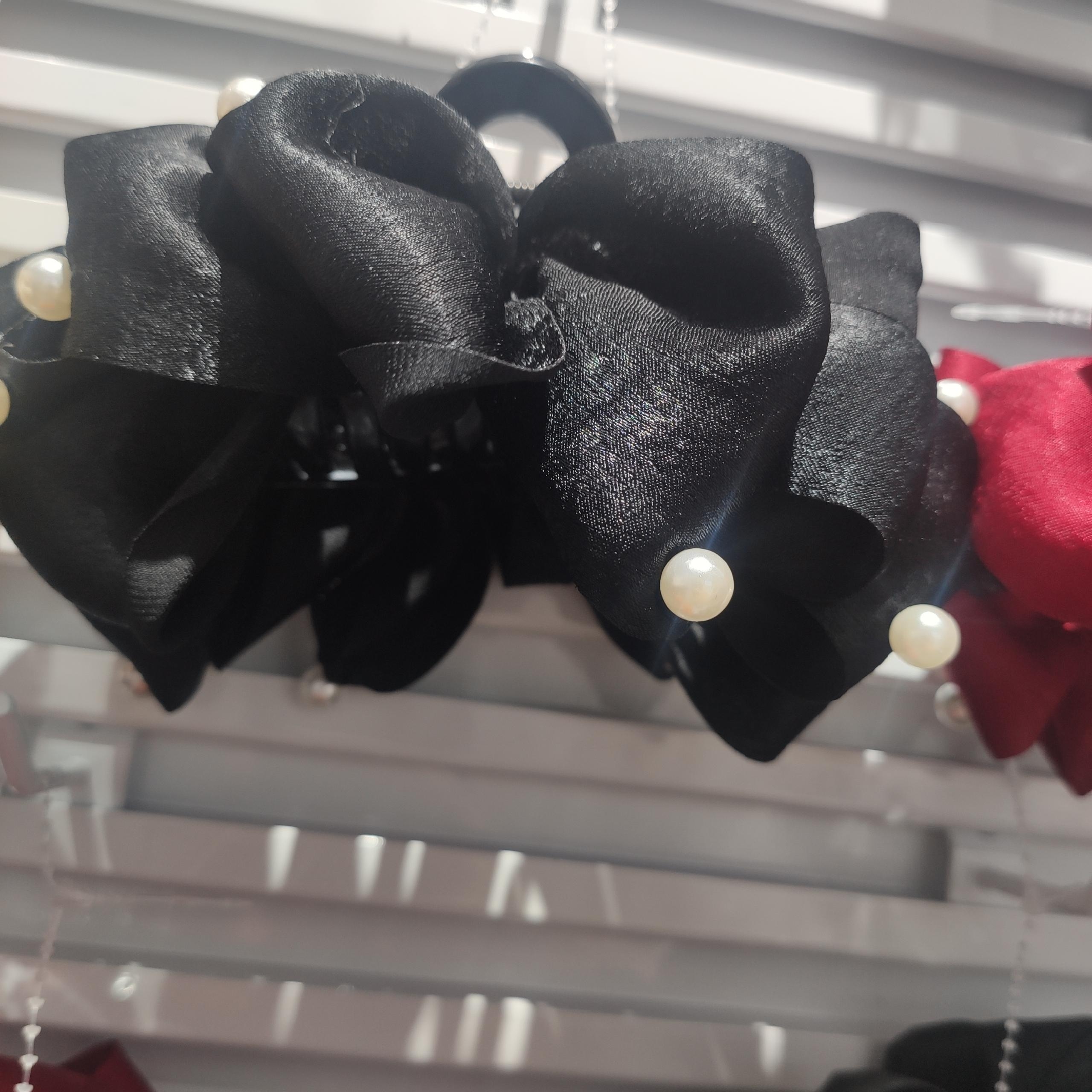 Real Black Pearl French Vintage Solid Satin Oversized Hair Grab Pin Hair Clip Back Head Headdress Korean Hair Accessories details Picture