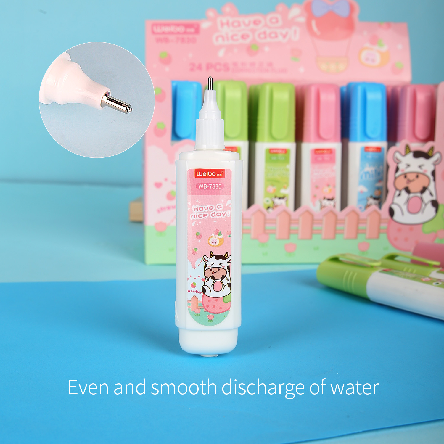 WEIBO Student Stationery Correction Liquid Cartoon Quick-drying Correction liquid Color bottle Correction Liquid wholesale Error Correction Liquid Large capacity details Picture