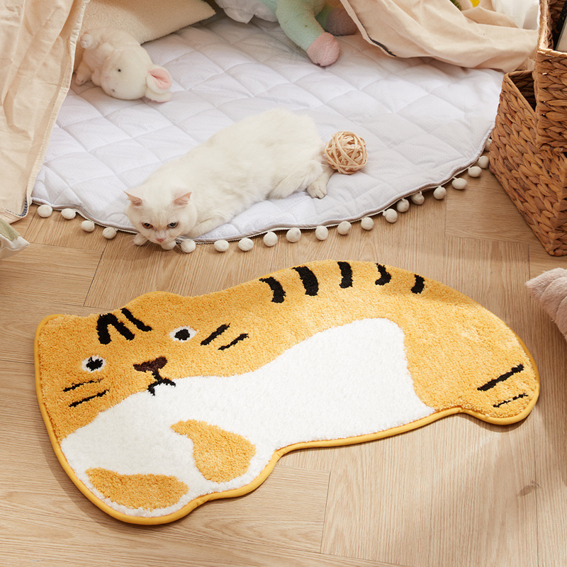Cute Cartoon Plush Cat Floor Mat Bathroom Door Absorbent Non-Slip Mat Household Toilet Toilet Carpet Item Picture