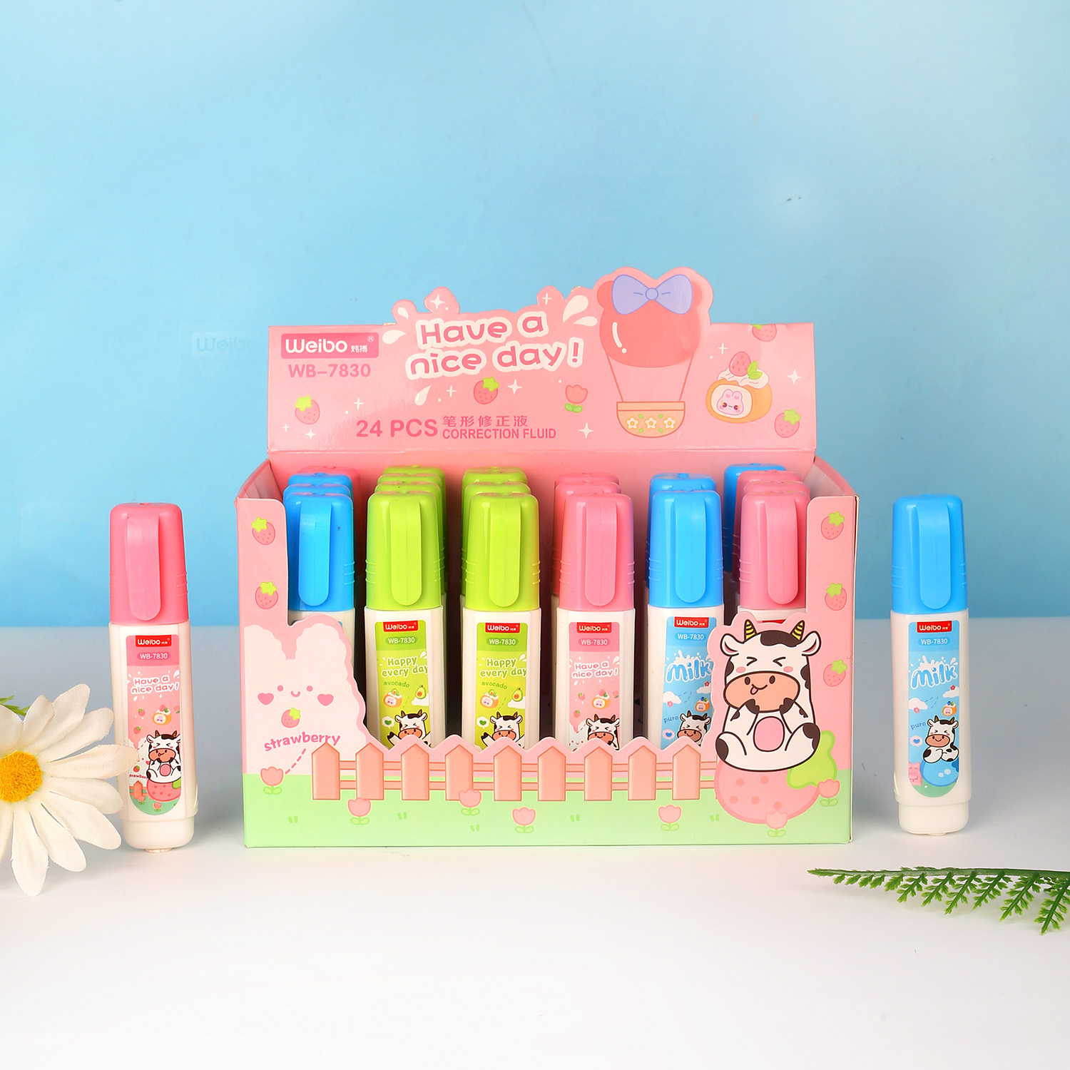 WEIBO Student Stationery Correction Liquid Cartoon Quick-drying Correction liquid Color bottle Correction Liquid wholesale Error Correction Liquid Large capacity