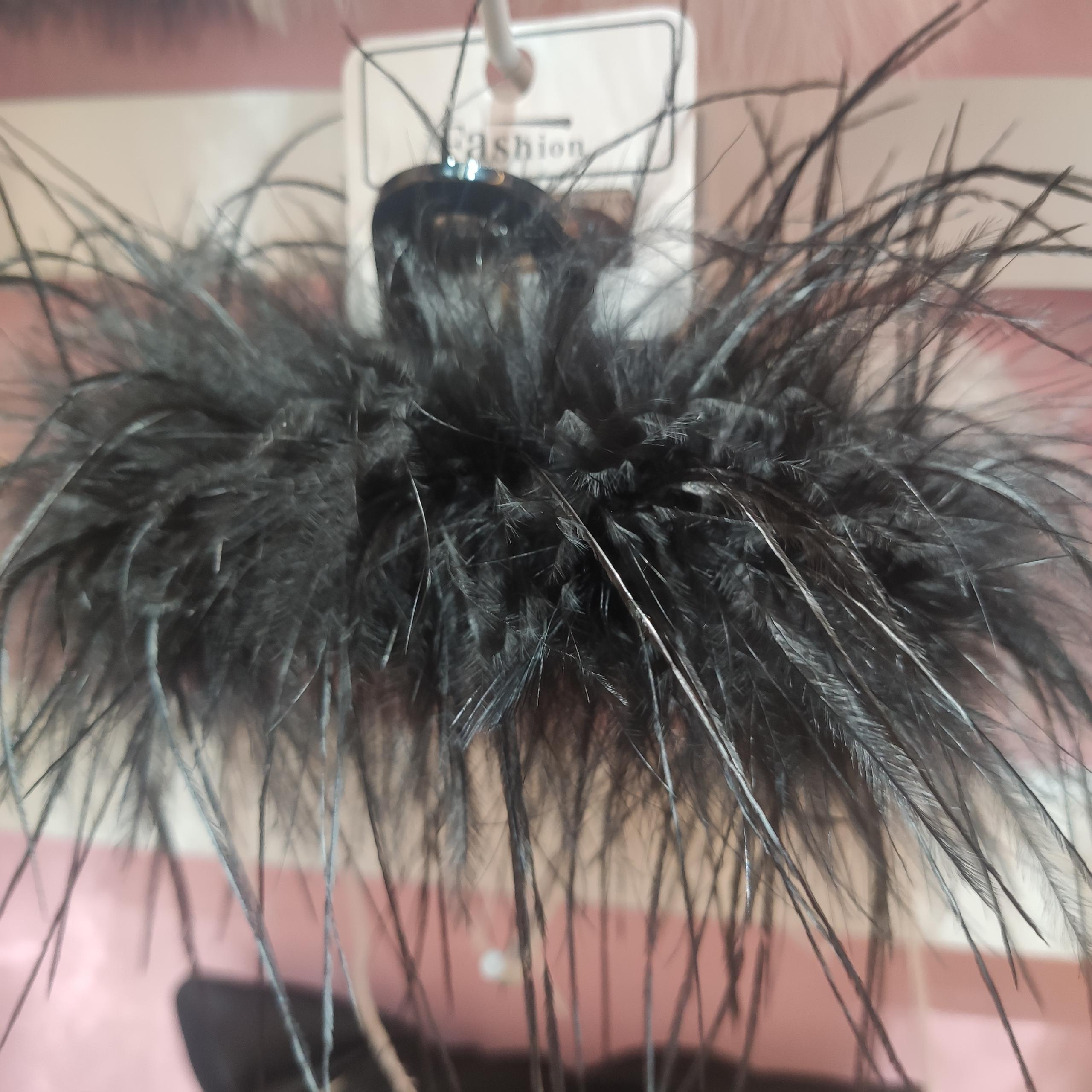 There Are Real Black Shark Clip Ins Wind Feather Clip Ostrich Hair Clip Pure To High-Grade Hair Clip Super Fairy Headdress Specification drawing