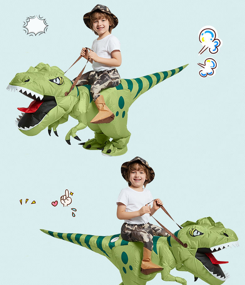 万圣节恐龙儿童充气服骑恐龙坐骑裤子搞怪玩具迅猛龙成人儿童表演服详情6