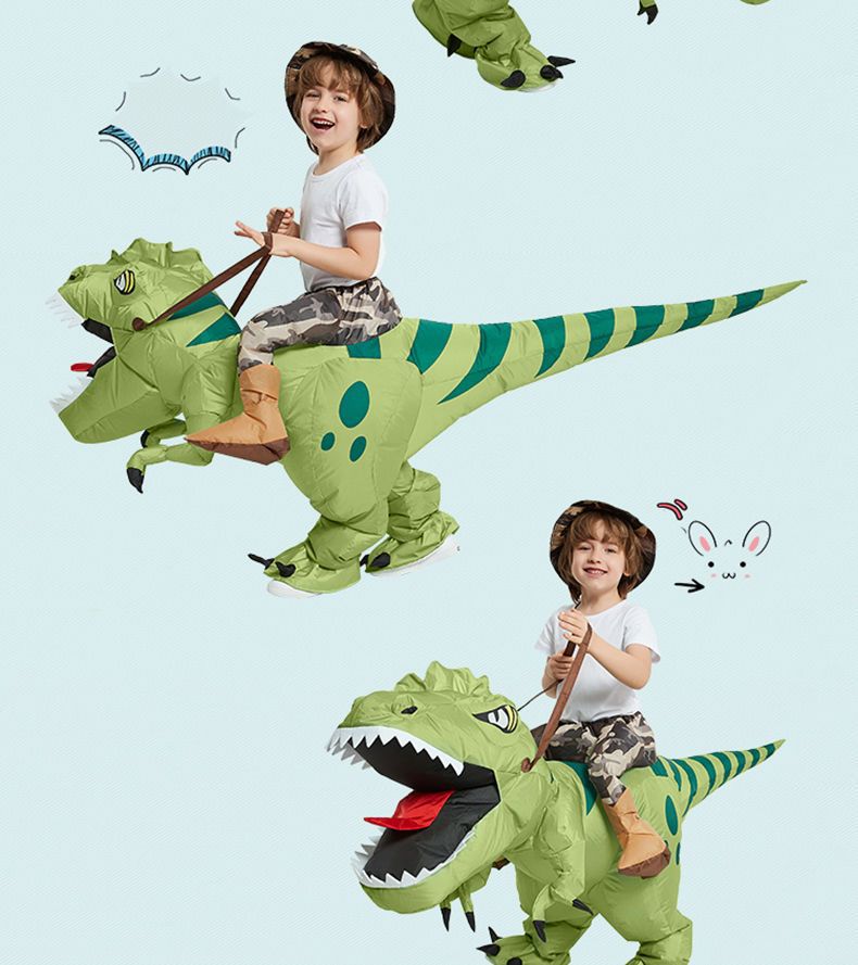 万圣节恐龙儿童充气服骑恐龙坐骑裤子搞怪玩具迅猛龙成人儿童表演服详情7