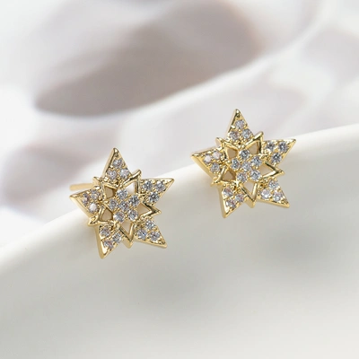 A pair of beautiful stylish 925 Silver needle Zircon luxurious elegant temperament star earrings for ladies gorgeous jewelry gift thumbnail