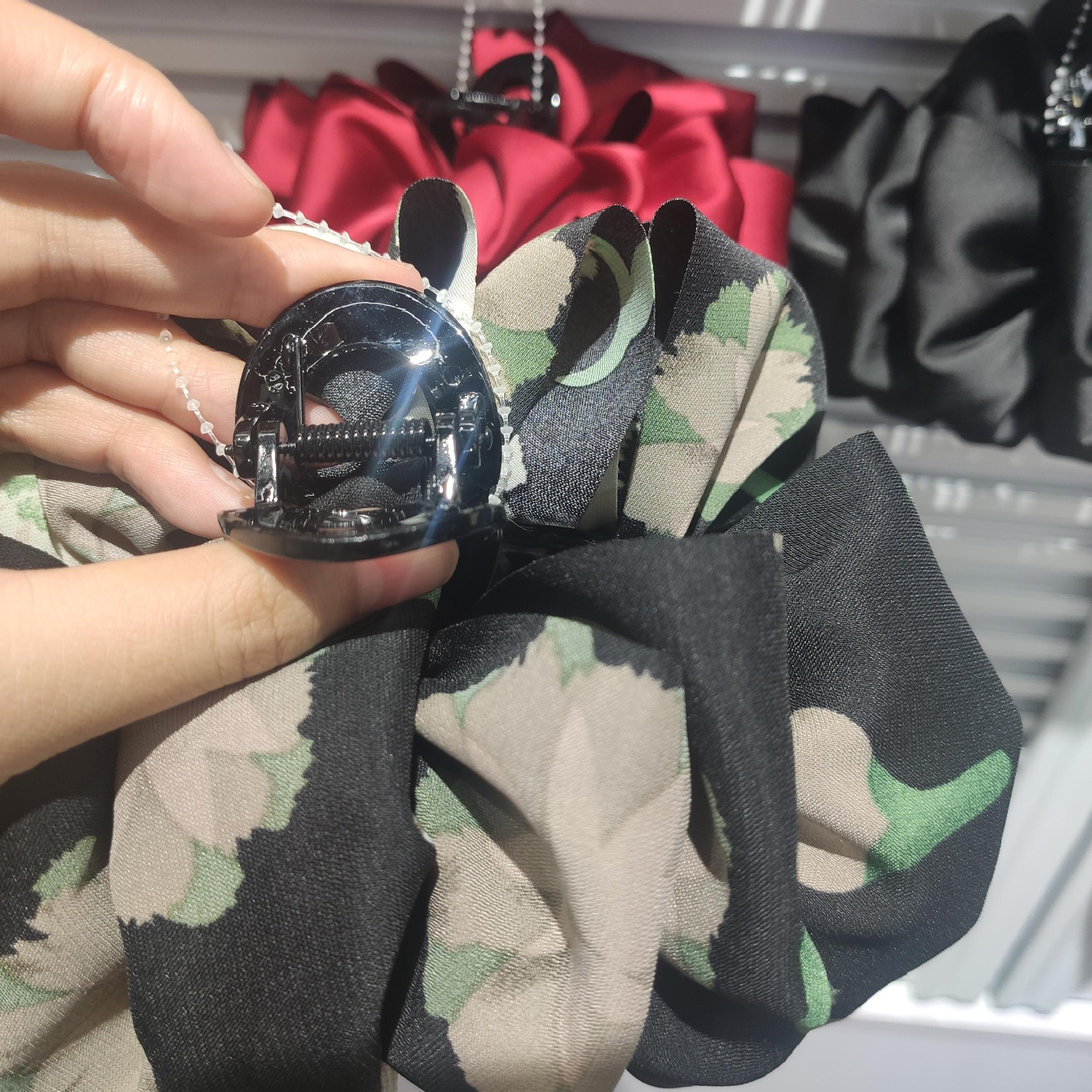 Real Black Print French Vintage Solid Satin Oversized Hair Grab Pin Hair Clip Back Head Headwear Professional Korean Hair Accessories Specification drawing