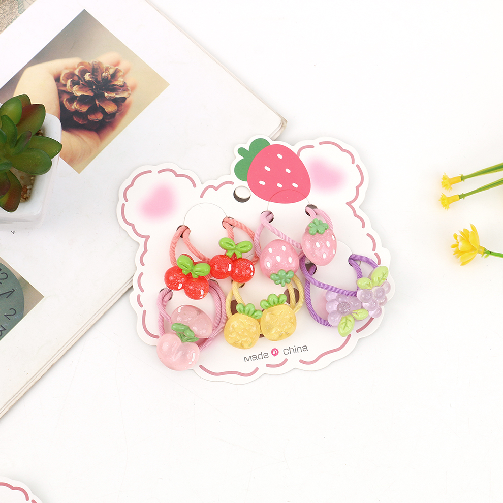 Korean children's hair accessories that won't damage your baby's hair, cute cartoon hair ties, fruit elastic bands, small animal hair bands and headwear details Picture