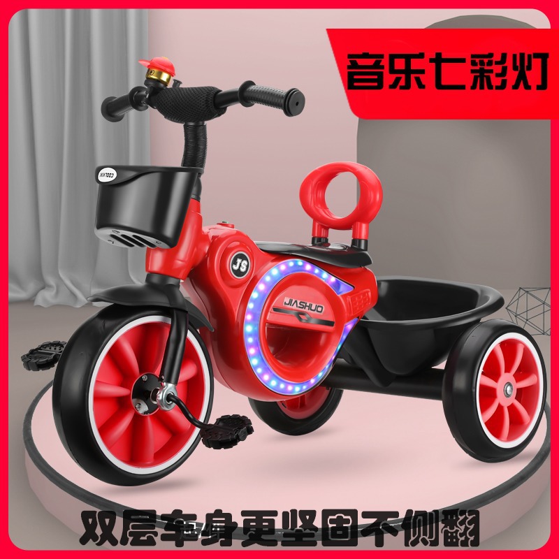Children's tricycle, bicycle with music, 1-2-3-6 years old, large, lightweight baby tricycle, toy stroller
