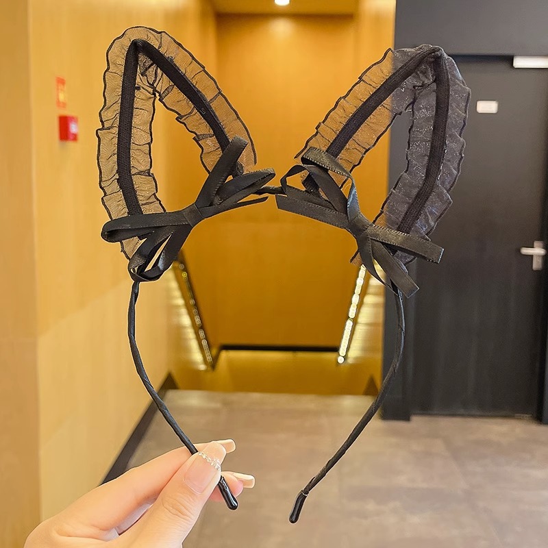 Black Animal Ears Standing Ear Headband Female Lace Lace Sexy Cat Headband Hair Bundle Going Out Everything Headband Hair Card Application Scenario