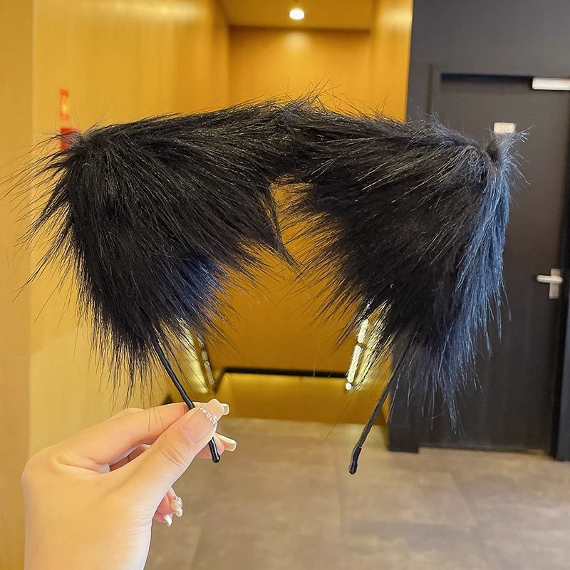 Black Animal Ears Cat Ears Headband Female Plush Sexy Cat Headband Hair Bundle Go Out Everything Headband Hair Clip