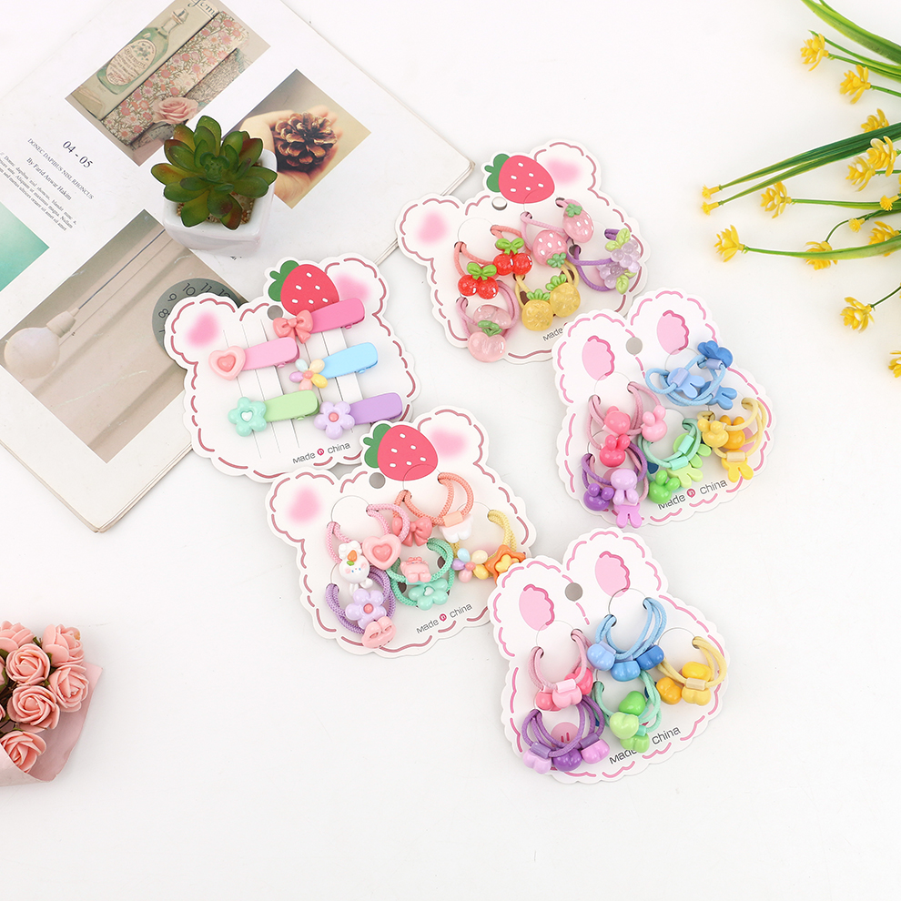 Korean children's hair accessories that won't damage your baby's hair, cute cartoon hair ties, fruit elastic bands, small animal hair bands and headwear