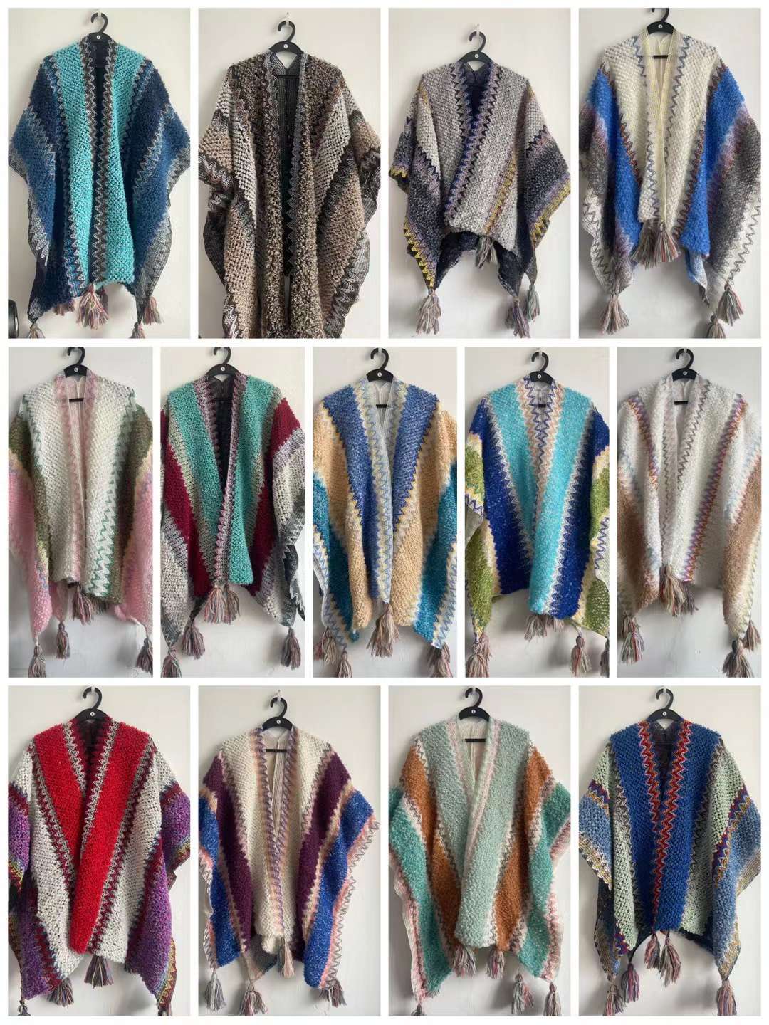A new best-selling knitted ethnic-style shawl cape outerwear, a travel cape for warmth and sun protection details Picture