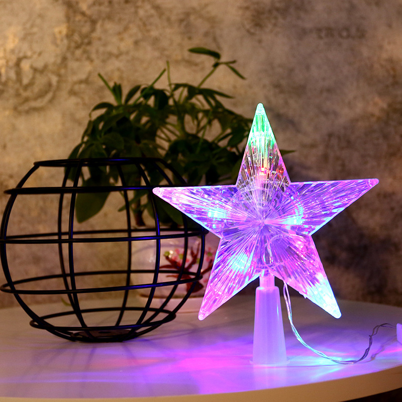 LED圣诞树灯 发光星星灯串 五角星圣诞树顶灯节日装饰