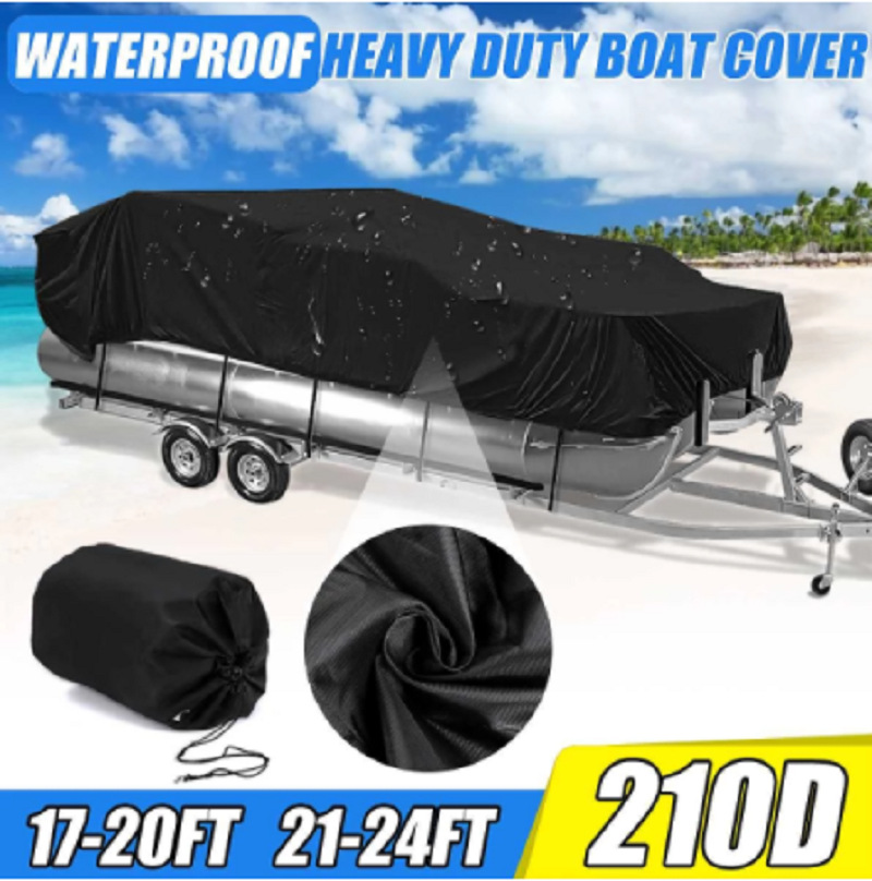 New 210D Oxford fabric waterproof boat cover, V-shaped square fishing boat cover for speedboat towing, rain and sun protection cover pic 8