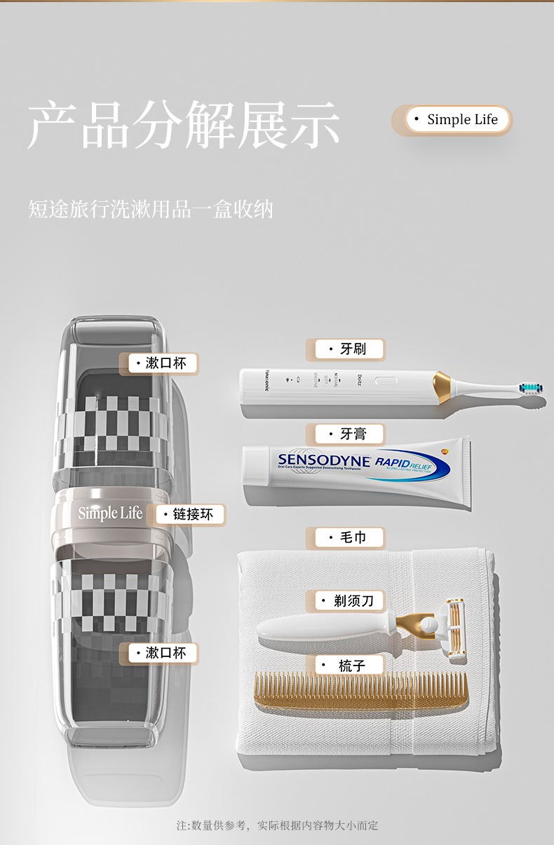 H01-2300 Transparent Travel mouthwash Cup, Portable toiletry Cup, Home Brushing Cup Set, Toothbrush bucket, toothbrush Storage box detail image 7