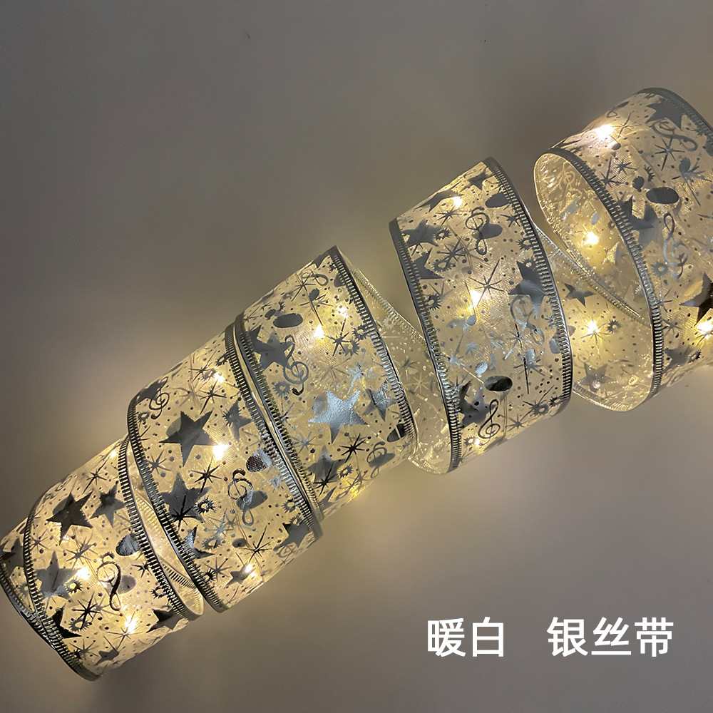Ribbon light string Christmas tree decoration, golden ribbon string light, 4m40 light, copper wire led light strip pic 4