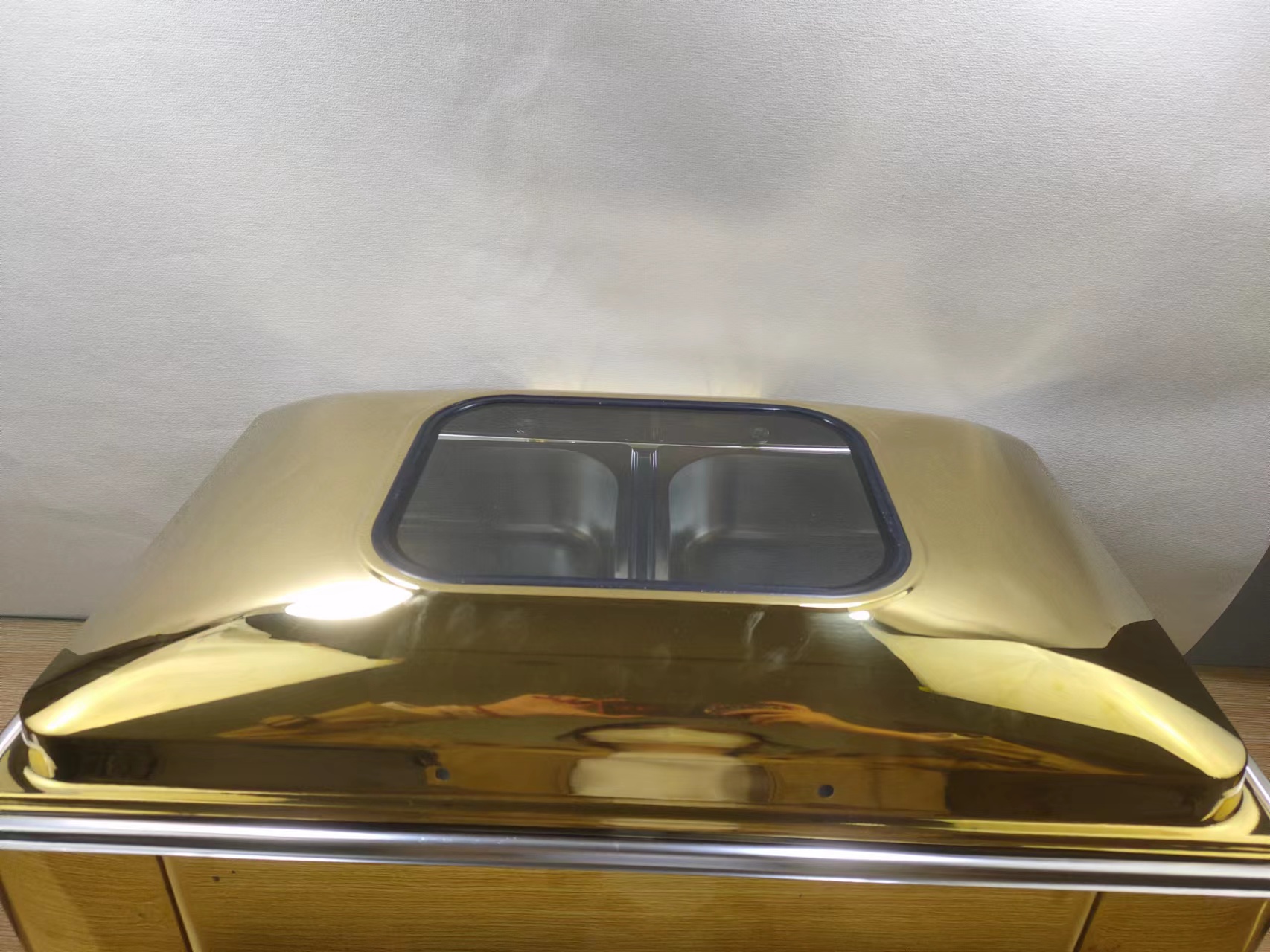 DF99008 Stainless Steel Visible buffet stove, Electric heating buffet stove, hotel insulation stove, hydraulic breakfast insulation golden meal stove, DF trading house Item Picture