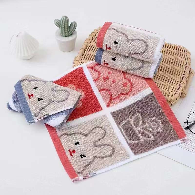 Square towel 25*25cm pure cotton face towel, kindergarten children's mouth towel detail image 5