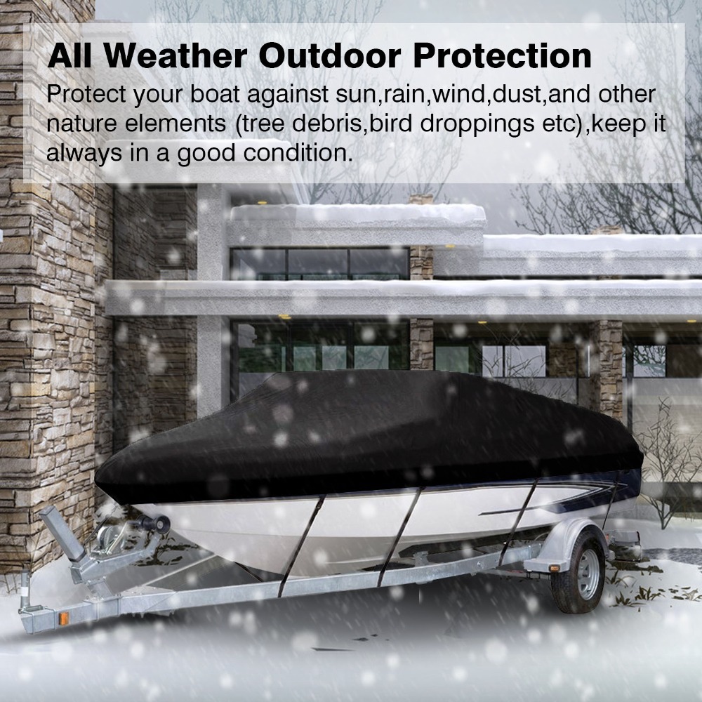 New 210D Oxford fabric waterproof boat cover, V-shaped square fishing boat cover for speedboat towing, rain and sun protection cover pic 4