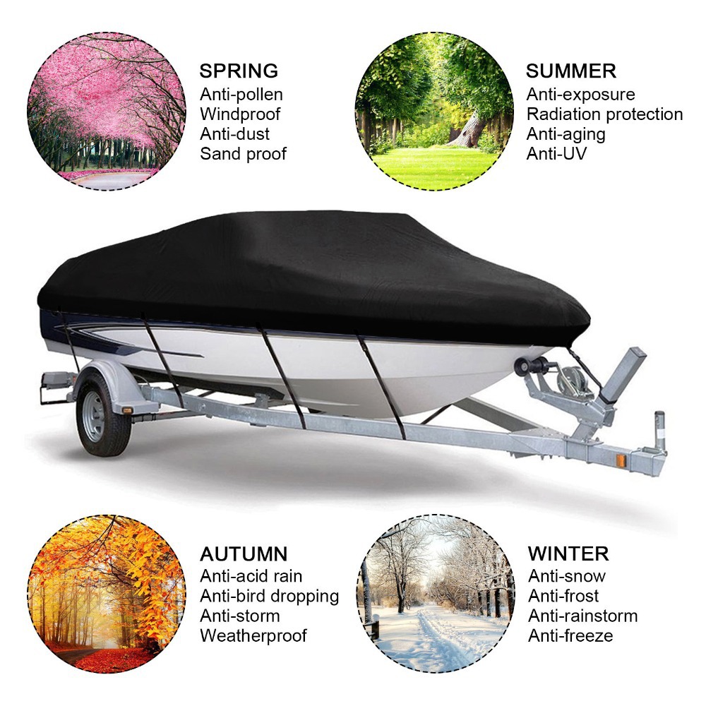 New 210D Oxford fabric waterproof boat cover, V-shaped square fishing boat cover for speedboat towing, rain and sun protection cover pic 3