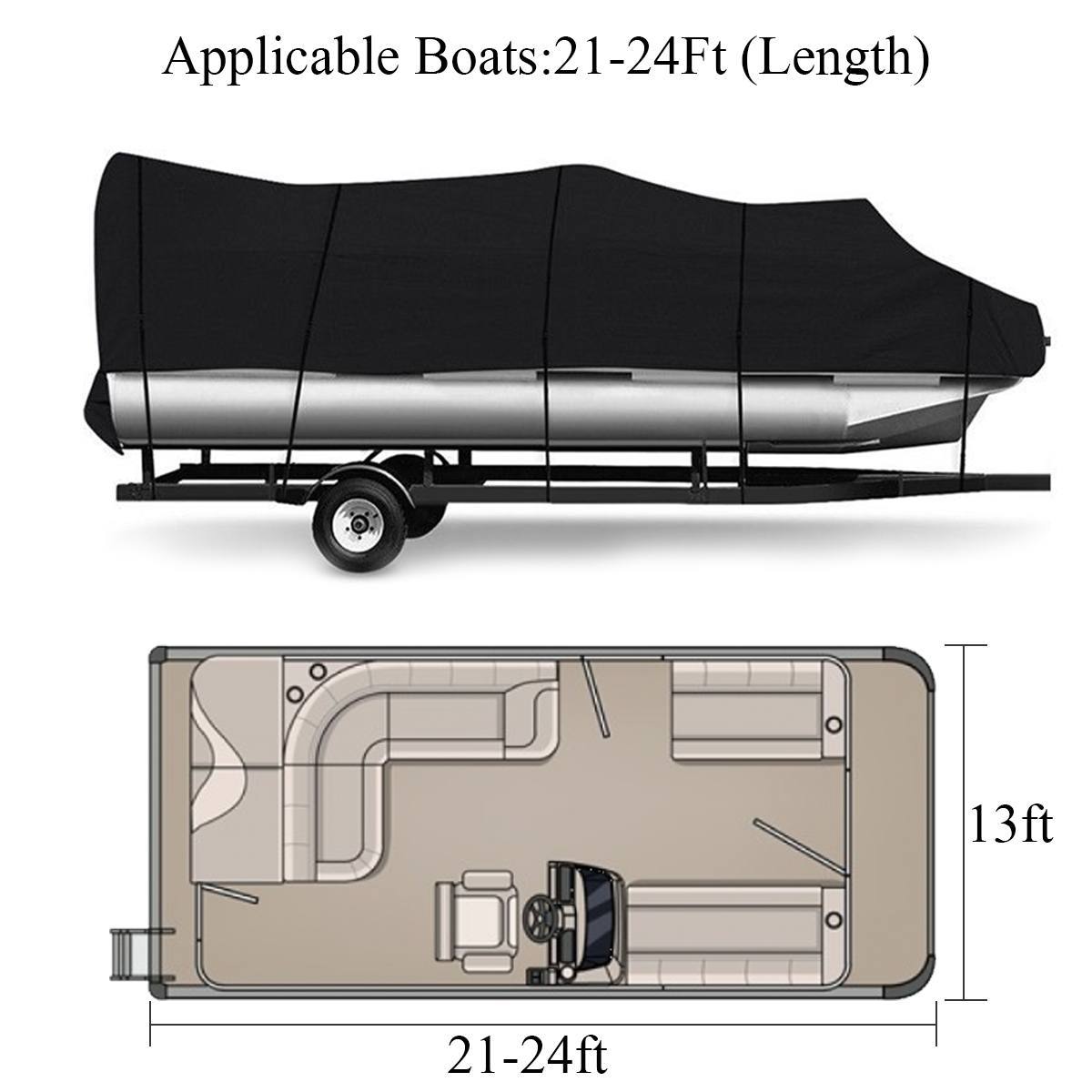 New 210D Oxford fabric waterproof boat cover, V-shaped square fishing boat cover for speedboat towing, rain and sun protection cover pic 9