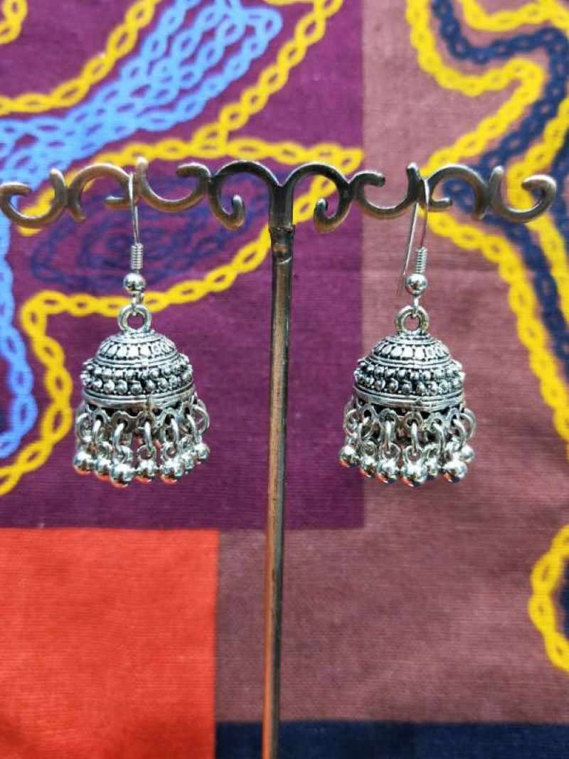 Indian Vintage Stud Earrings Ancient Silver Bird Cage Earrings Thai Ethnic Style Exotic Jewelry Bohemia Item Picture