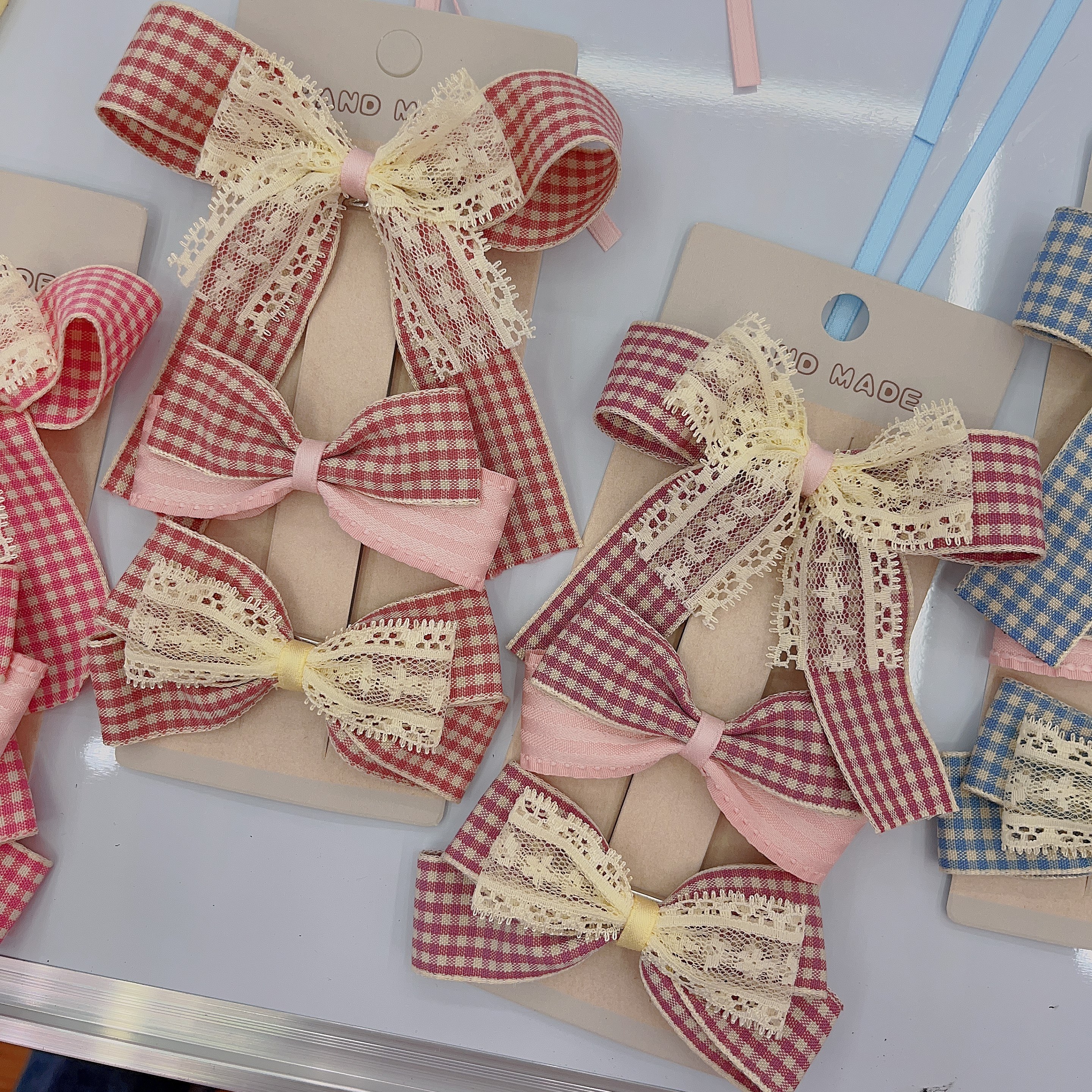 A set of exquisite Korean checkered lace hairpins details Picture