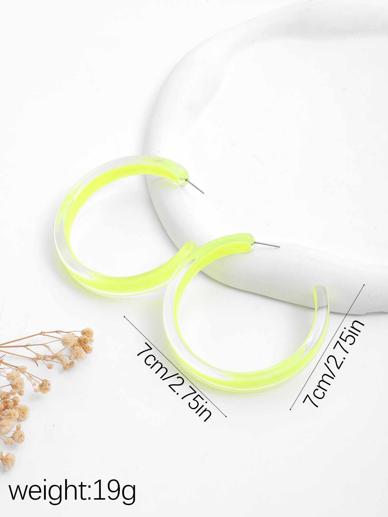 New trendy transparent circle dyed earrings, fashionable, exquisite, simple, elegant and grand C-shaped circle women's earrings details Picture