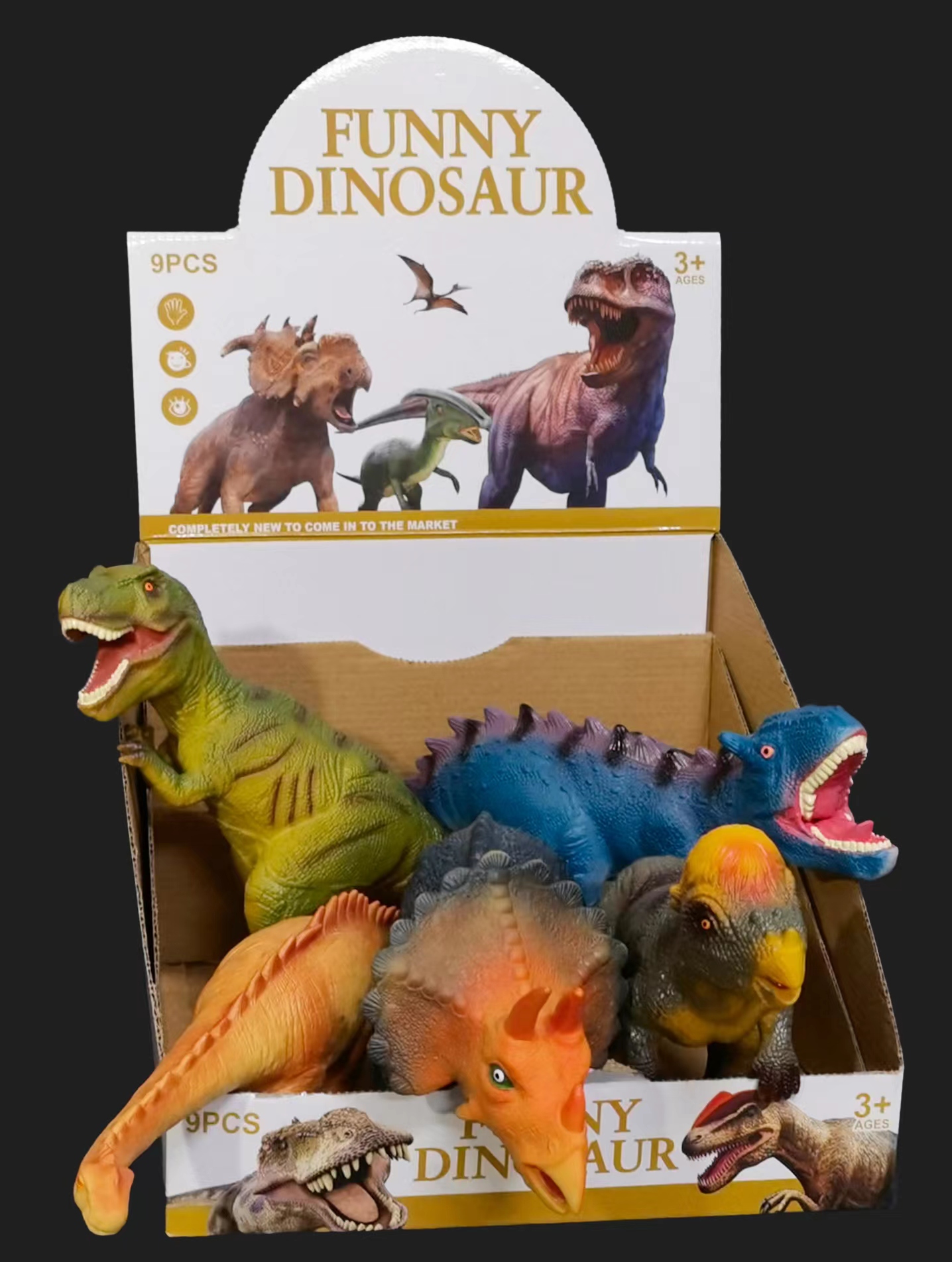 混色恐龙开窗盒套装模型6只装恐龙盒装恐龙环宇玩具5168462 展示盒恐龙环宇玩具 pvc 1