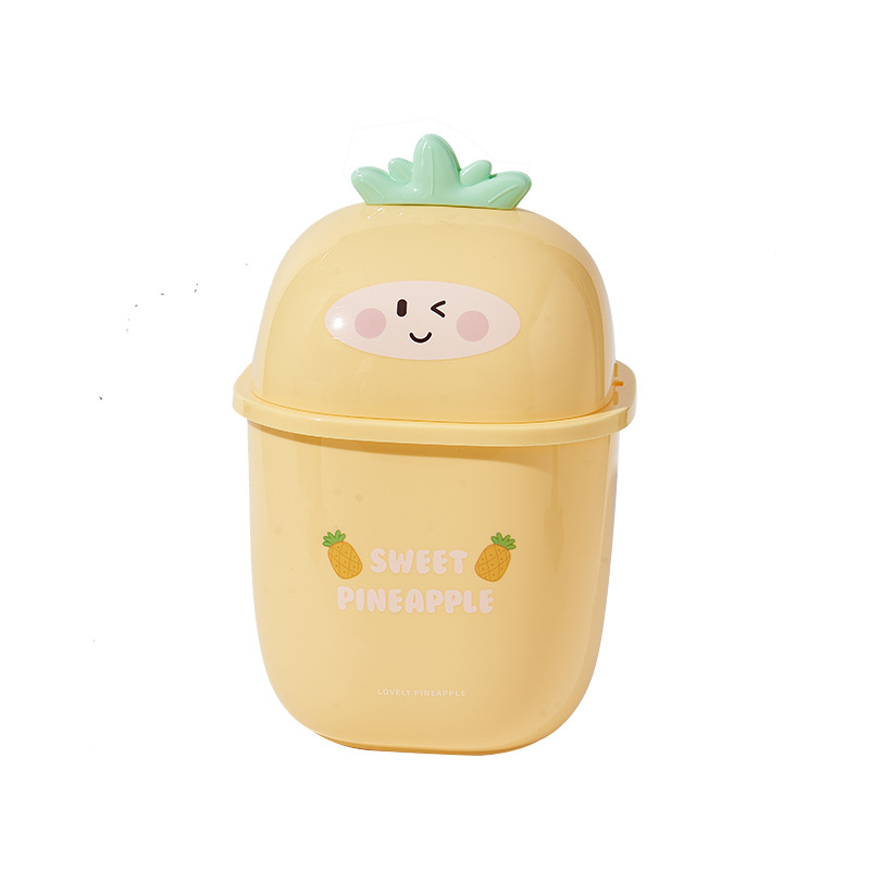 M04-8782 Pineapple Mini Desktop Trash can with Lid Storage Bin, Flip Lid Miscellaneous Bin, Office Wastebasket Item Picture