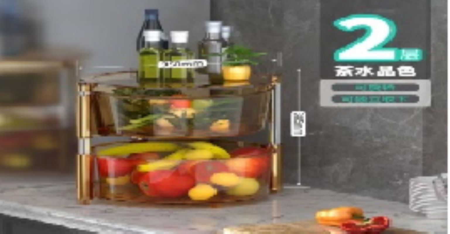 透明旋转2层置物架 茶色