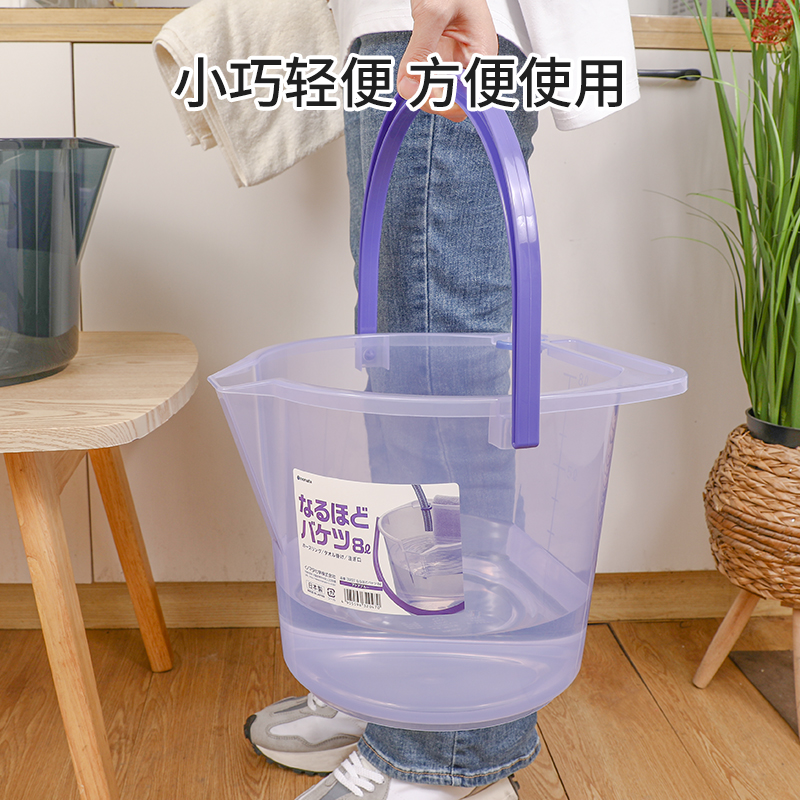 INOMATA日本进口塑料水桶 带刻度手提水桶 透明洗车桶便携式 家用水桶详情图3
