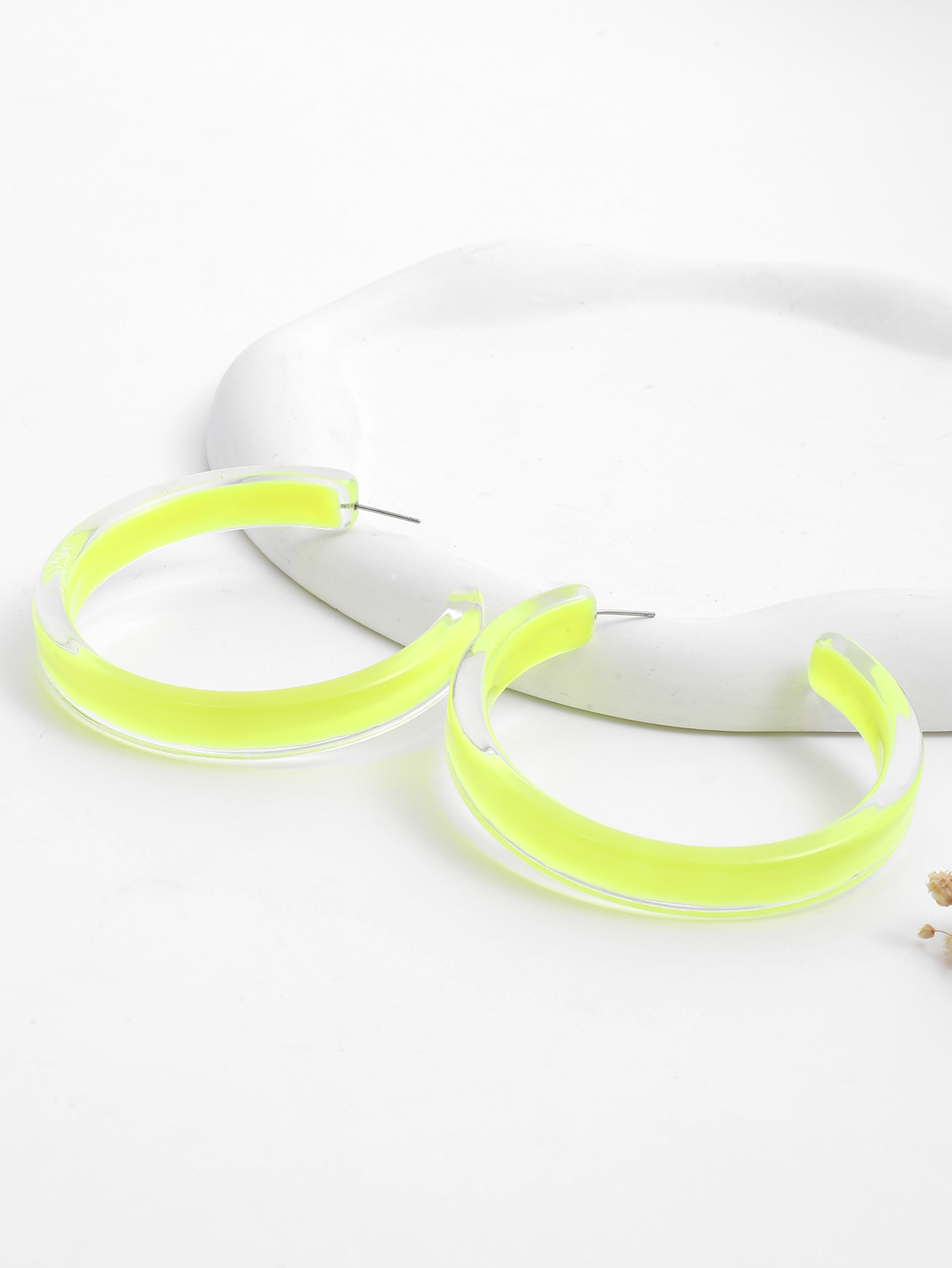 New trendy transparent circle dyed earrings, fashionable, exquisite, simple, elegant and grand C-shaped circle women's earrings