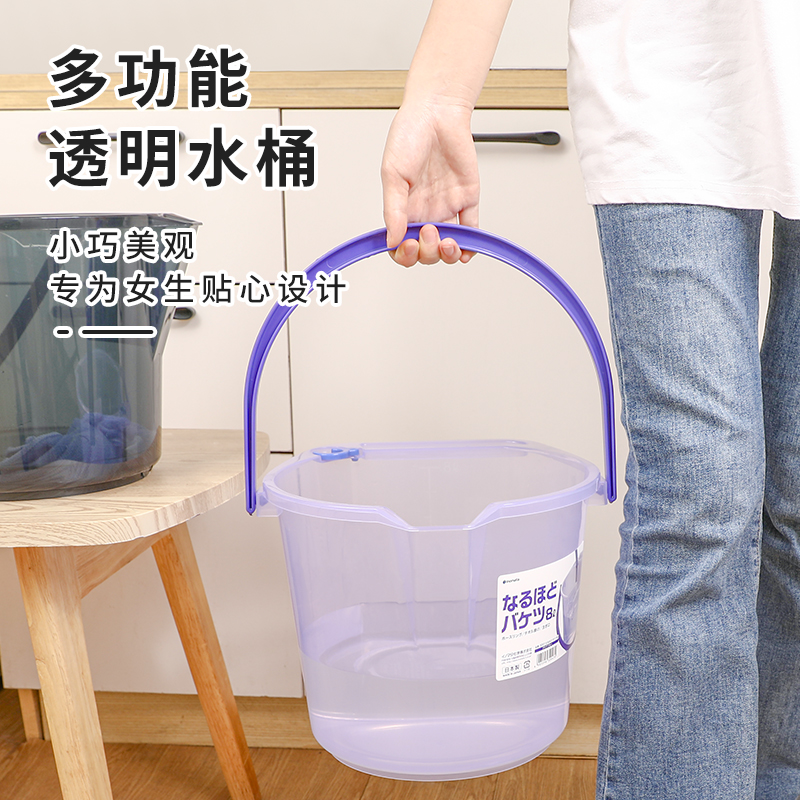 INOMATA日本进口塑料水桶 带刻度手提水桶 透明洗车桶便携式 家用水桶详情图2