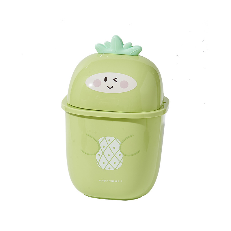 M04-8782 Pineapple Mini Desktop Trash can with Lid Storage Bin, Flip Lid Miscellaneous Bin, Office Wastebasket Application Scenario