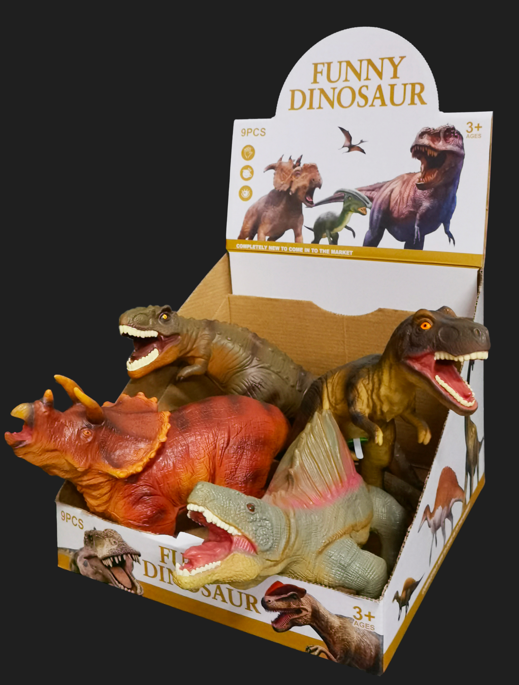 混色恐龙开窗盒套装模型6只装儿童盒装恐龙环宇玩具8453452 展示盒恐龙环宇玩具 pvc 1