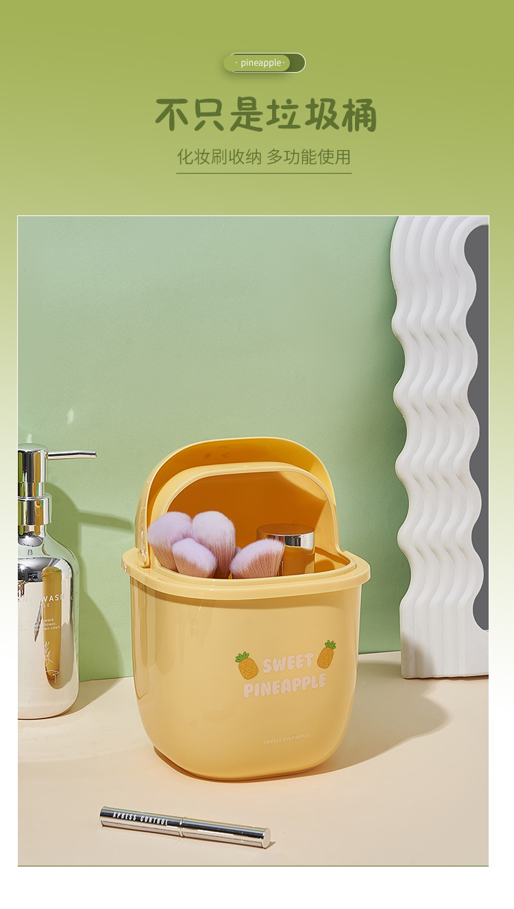 M04-8782 Pineapple Mini Desktop Trash can with Lid Storage Bin, Flip Lid Miscellaneous Bin, Office Wastebasket detail image 10