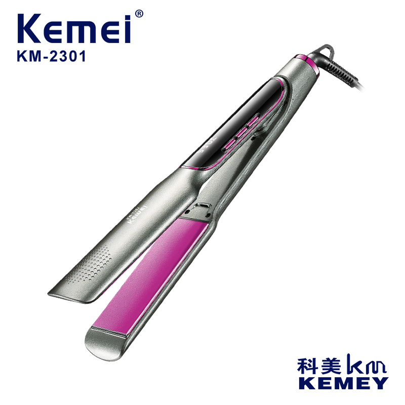 Kemi negative ion hair splint new home LCD display board safe heating material perm straightener