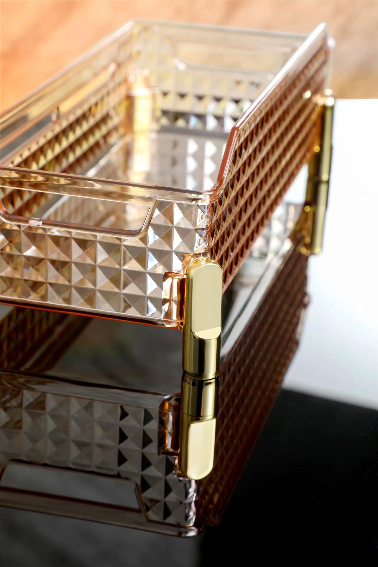 S114- Light Luxury Diamond Cosmetics Box, Desktop Cosmetics Storage Box, Storage organization box, storage basket, Shelf