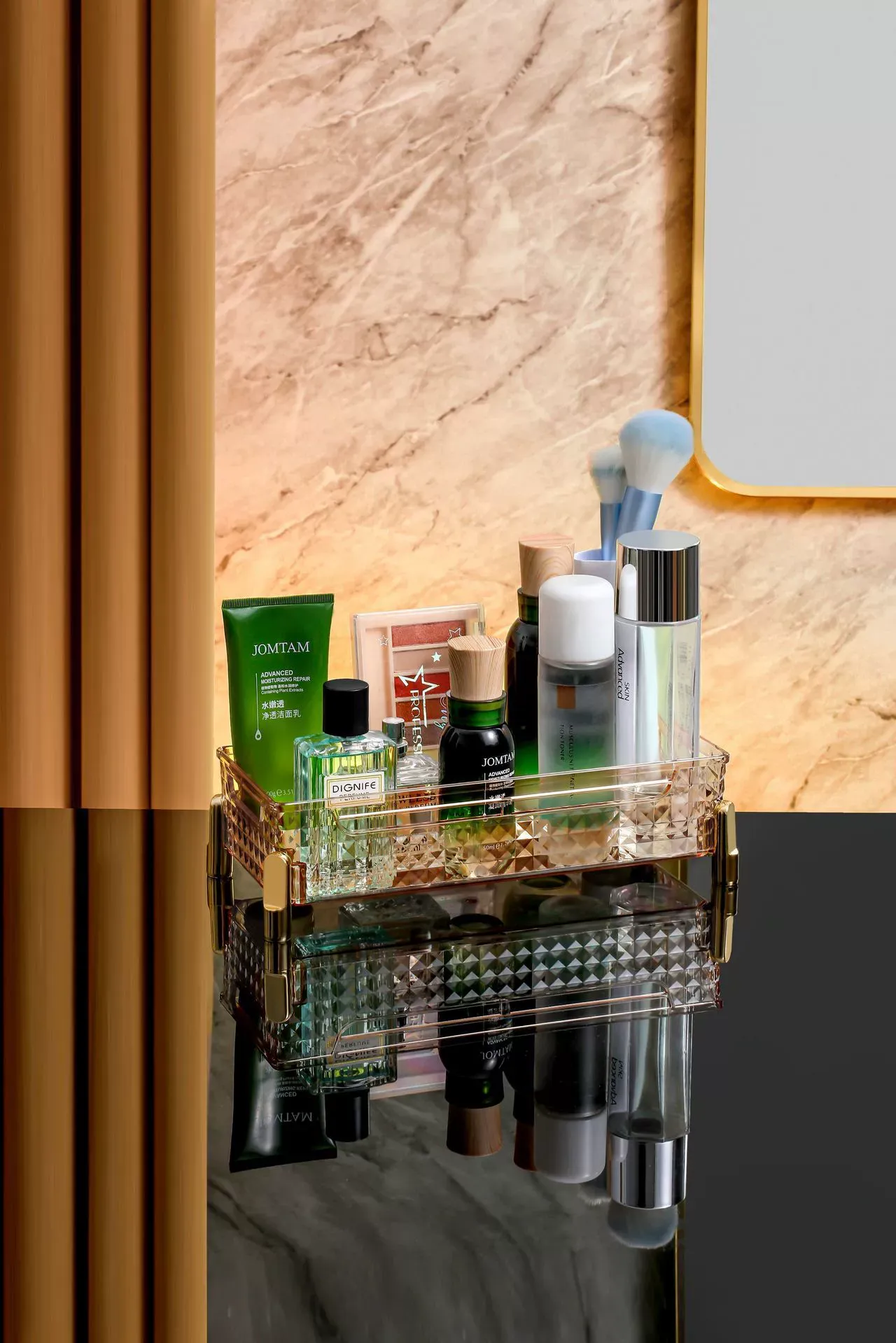 S114- Light Luxury Diamond Cosmetics Box, Desktop Cosmetics Storage Box, Storage organization box, storage basket, Shelf detail image 13