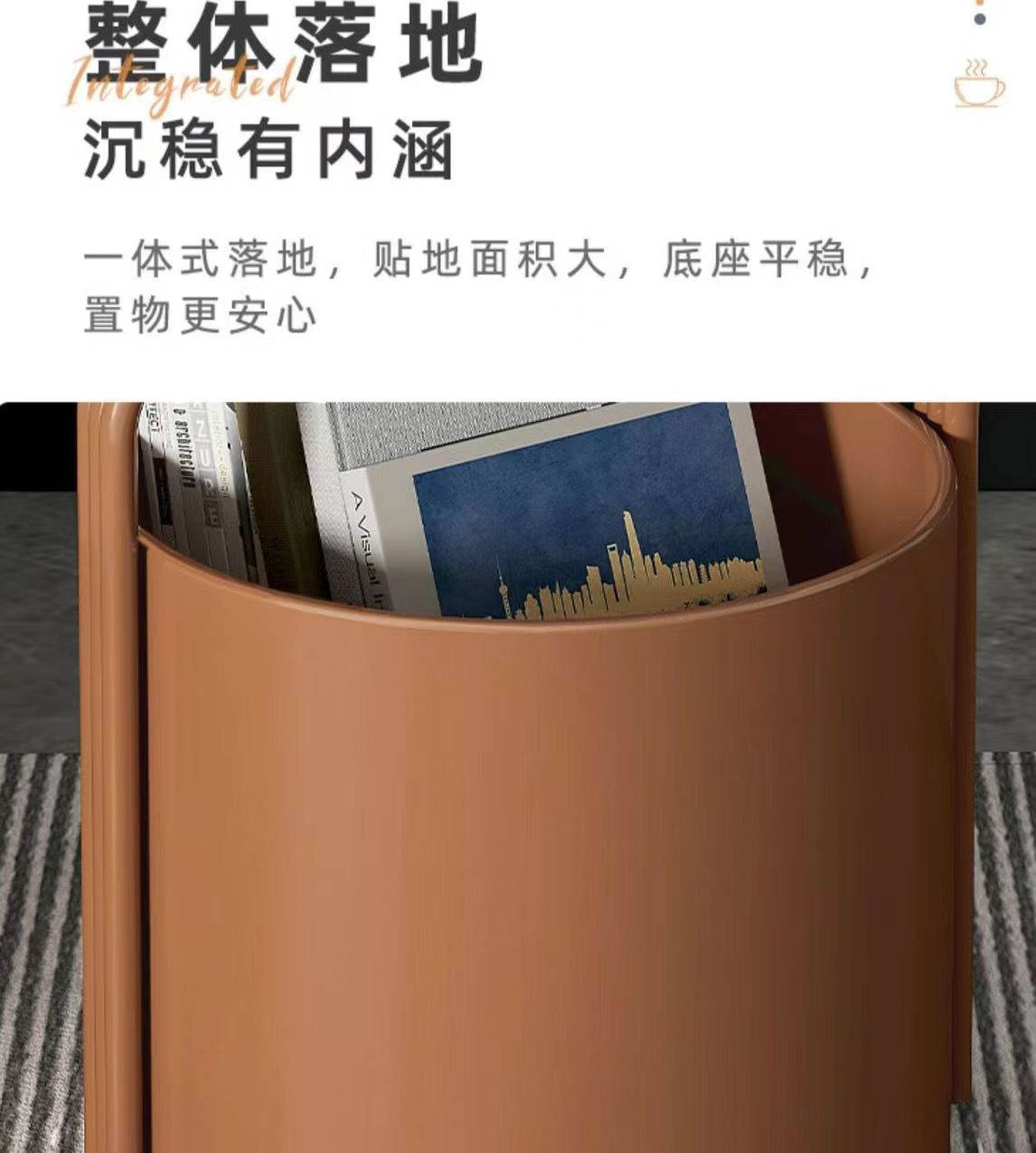 Light luxury rock plate sofa side table, simple glass round minimalist corner table, creative coffee table, balcony bedside small round table pic 7