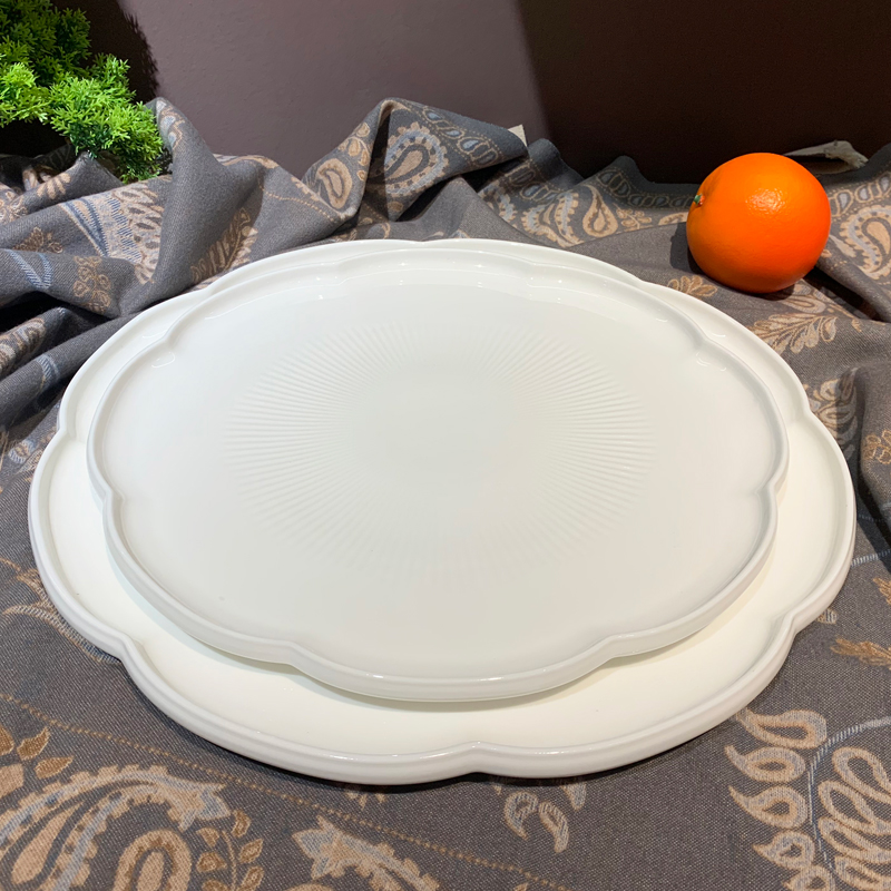 New 10-inch ceramic stir-frying plates for hotel restaurants, 12-inch and 14-inch ceramic round steak Western-style plates Item Picture
