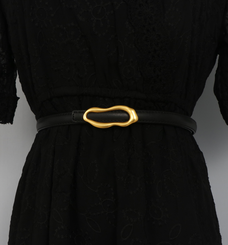 抖音合金扣头二层牛皮细腰带搭配牛仔裤衬衣收腰显瘦皮带女士详情2