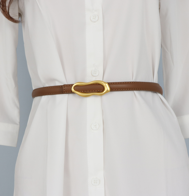 抖音合金扣头二层牛皮细腰带搭配牛仔裤衬衣收腰显瘦皮带女士详情3