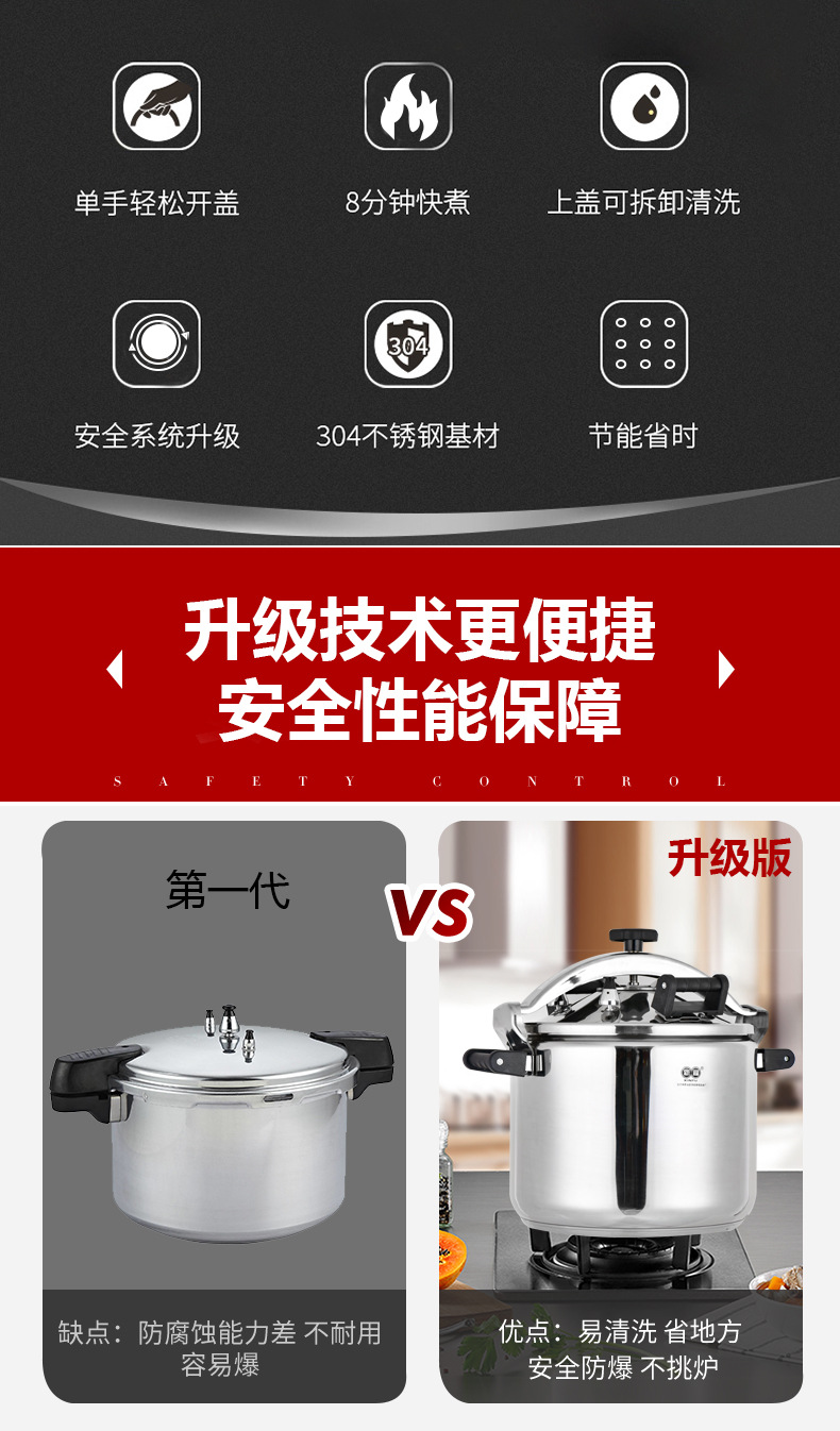 10L防爆高压锅 商用大容量燃气不锈钢特大号餐厅大型压力锅详情3