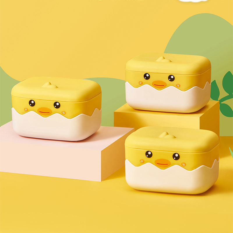 S114- Little Yellow Duck Soap Box with Lid, draining water storage Soap box, no water Accumulation Soap Box, Portable soap box for home use