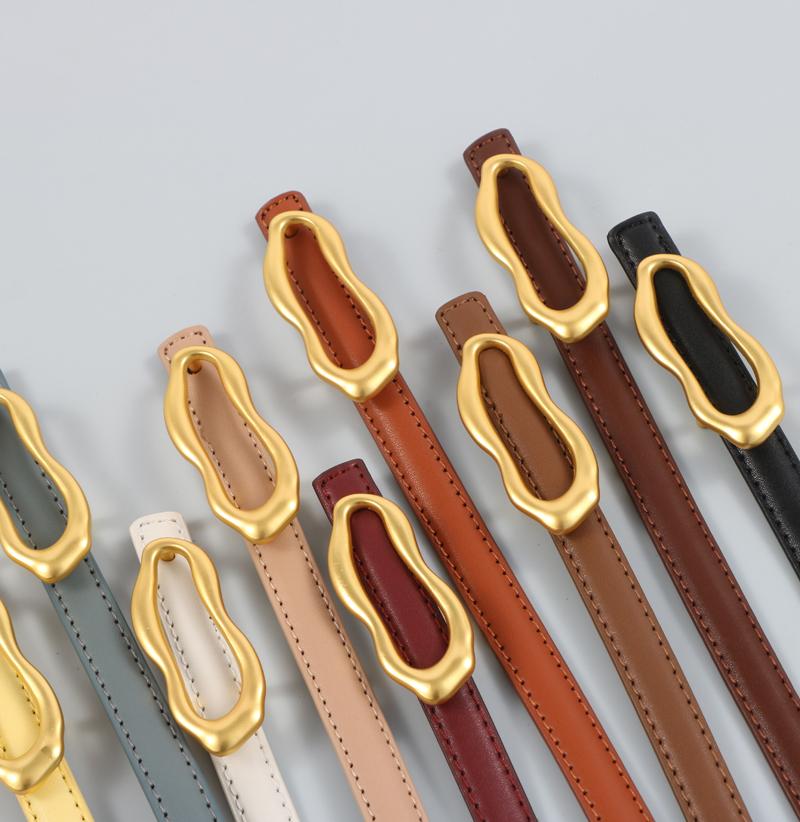 抖音合金扣头二层牛皮细腰带搭配牛仔裤衬衣收腰显瘦皮带女士详情7