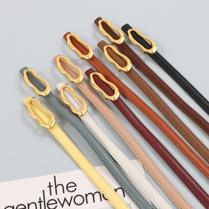 抖音合金扣头二层牛皮细腰带搭配牛仔裤衬衣收腰显瘦皮带女士详情5