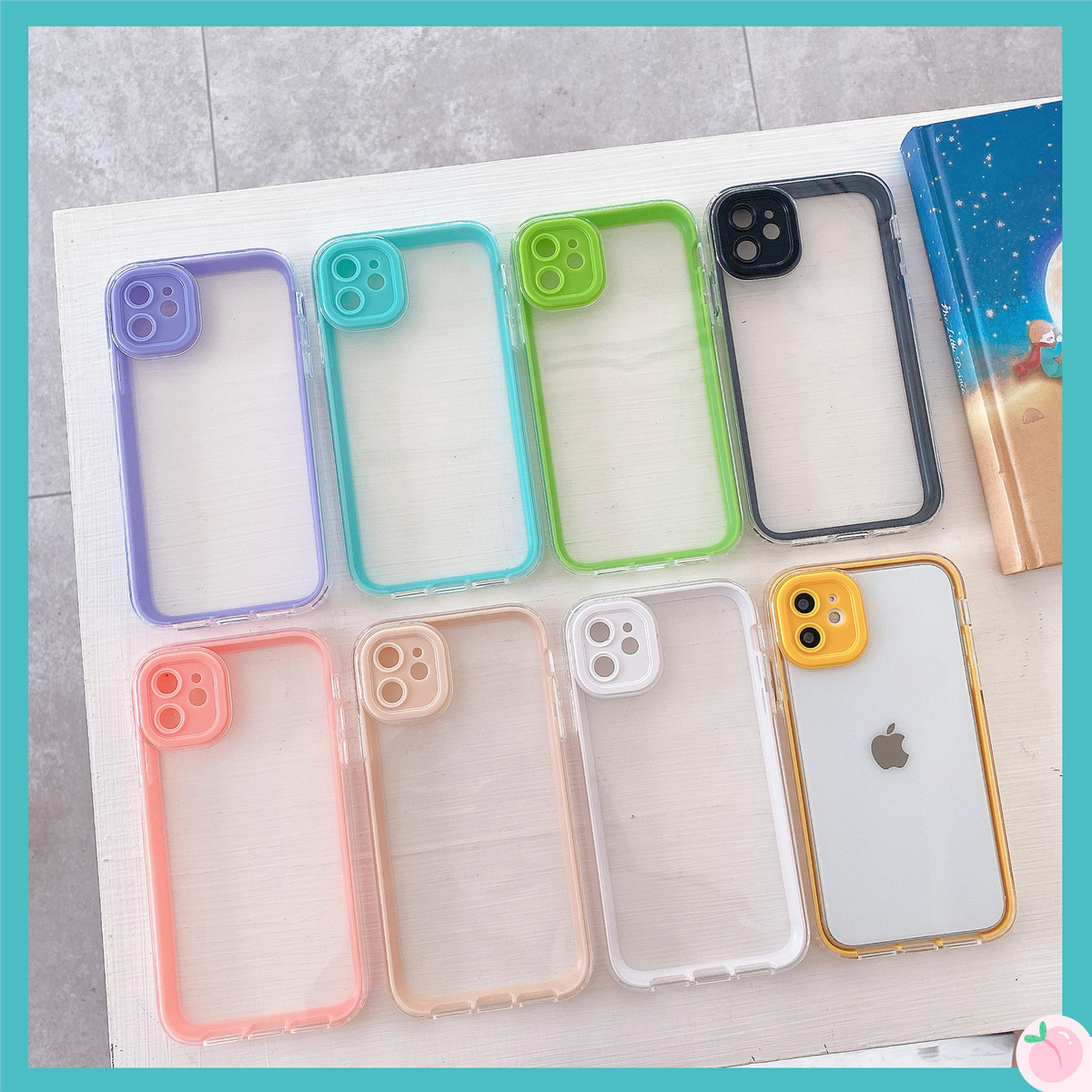Color bezel 2-in-1 transparent TPU phone case