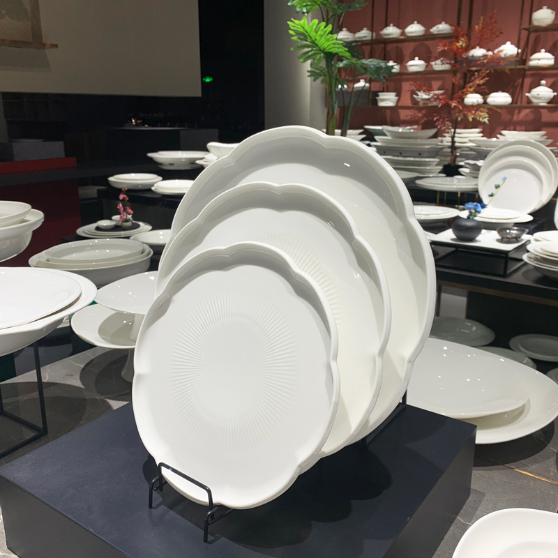 New 10-inch ceramic stir-frying plates for hotel restaurants, 12-inch and 14-inch ceramic round steak Western-style plates details Picture